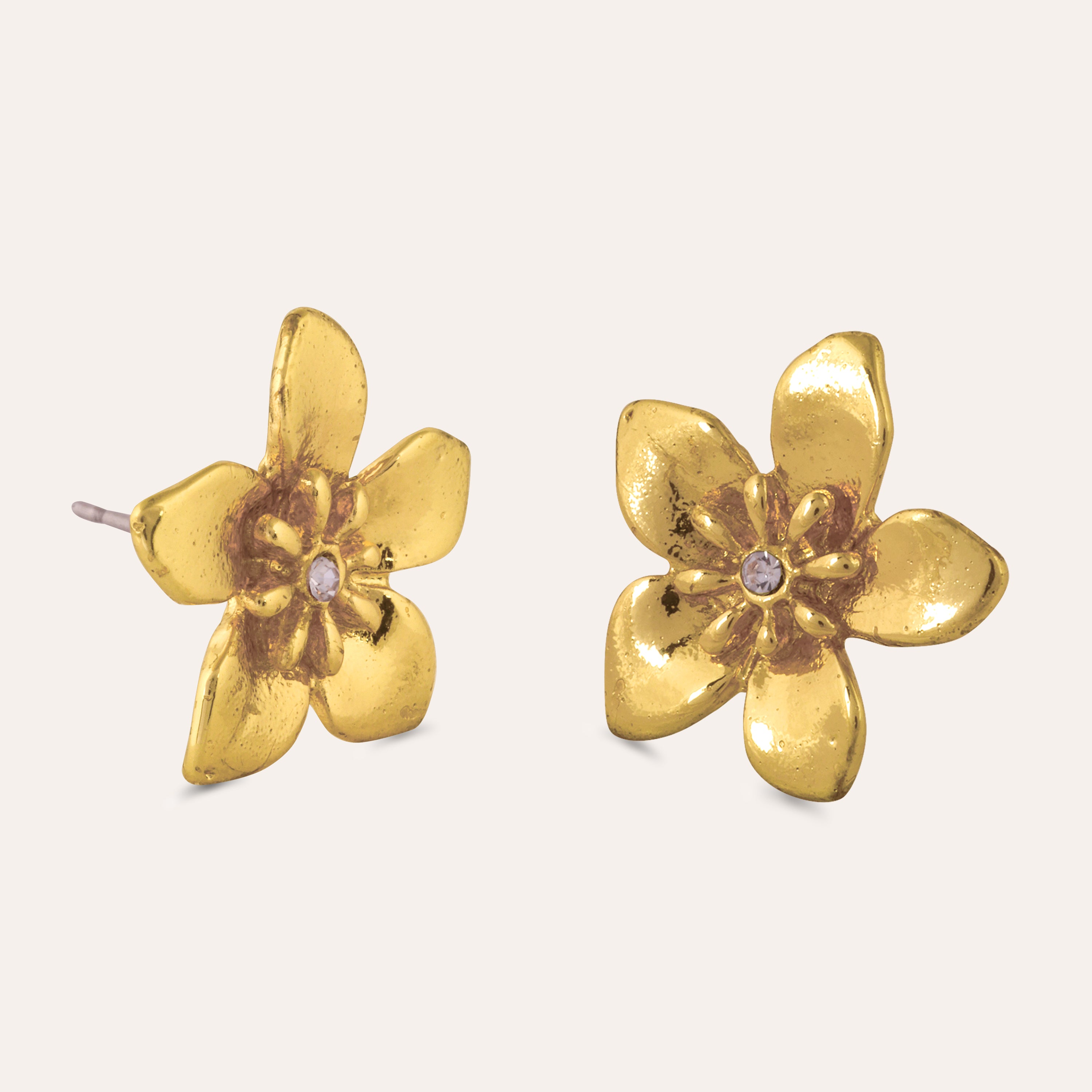 Flower Stud Nature Inspired Lab Diamond Earring In 14K Yellow Gold |  Fascinating Diamonds